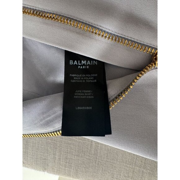 Balmain Mini Skirt Wool Lilac Gold Buttons FR34 US2 NWT - Picture 8 of 9